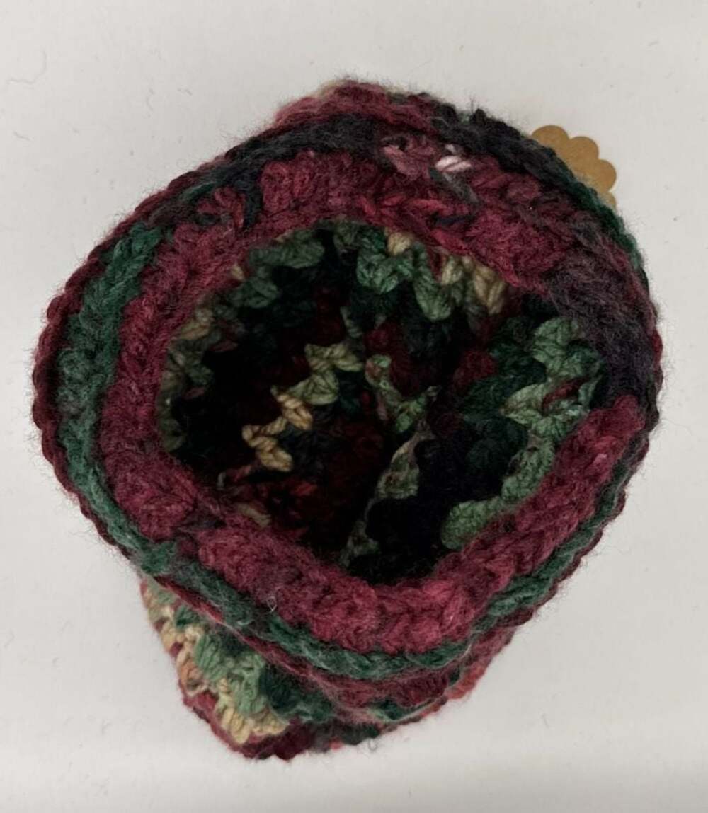 Handmade Crocheted Slouchy Cowgirl Beanie Hat Multi-Color Red Green Winter - Picture 5 of 5